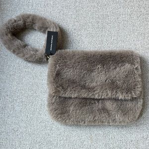 Banana republic faux fur wristlet/clutch